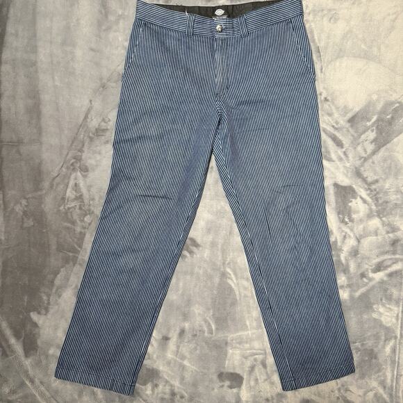 Dickies 67 Collection Mens Hickory Railroad Striped Blue Jeans Size 34 Engineer - Picture 1 of 13